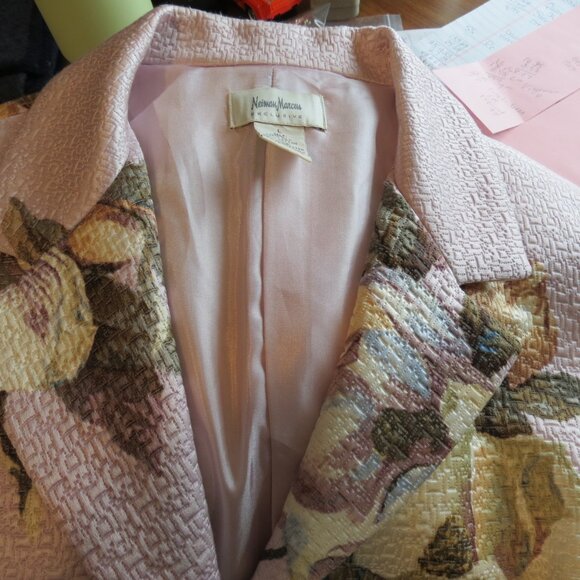 VTG Neiman Marcus Women's Lt Rose Silk/Cotton Blazer Lined Size Large - Picture 9 of 11